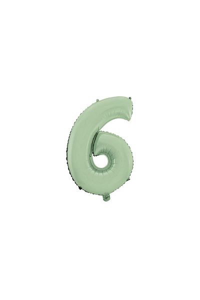 TATLI GÜNLER 26" 74 cm Foil Balloon Number 6 Matte Mint Green