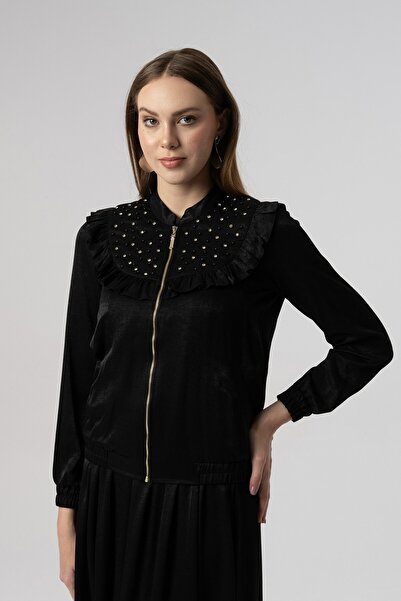 Elaris Exclusive ELARİS Fırfır ve Taş Detaylı Fermuarlı Elbise