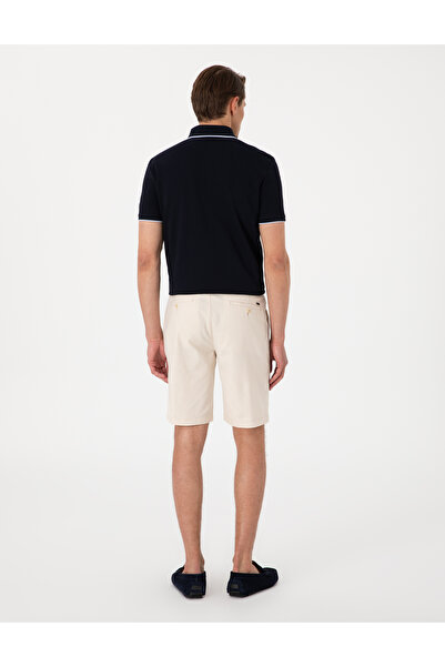 Pierre Cardin Bej Slim Fit Keten Karışımlı Beli Bağcıklı Dokuma Şort 50308147-VR011