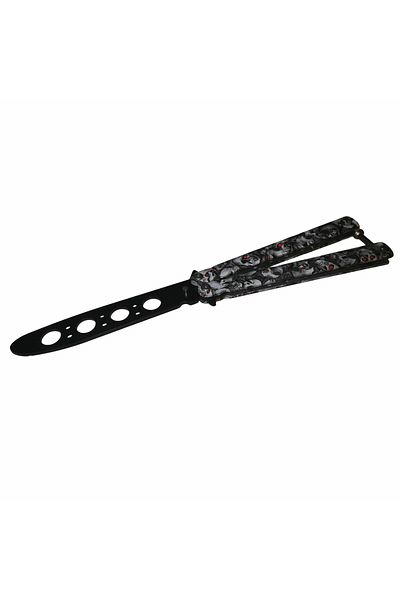 Depox IdeallStore® butterfly knife, Scared Skulls, for training, 22 cm