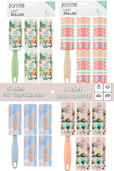 Porsima 3103 Kedi Köpek Tüy Toplayıcı Rulo + 4 Adet Yedek Rulo