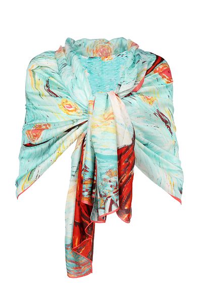 DACSHOP Multicolored painted shawl scarf, Dacali, light green