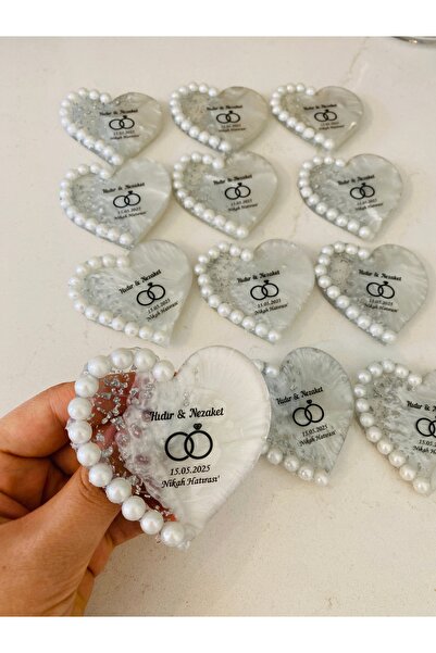 Ervalin Hobi Tasarım İncili kalp epoksi magnet (20 adet)