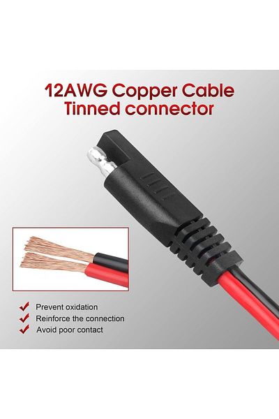 Paekq Set of 2 cables SAE to 12 AWG Paekq, copper/PVC, red/black, 33 cm