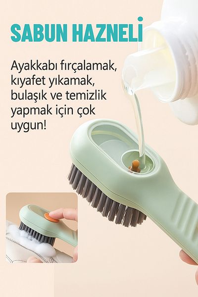 Home Shoe Cleaning Brush with Soap Tank - Multi-Purpose Soft Bristle Brush
