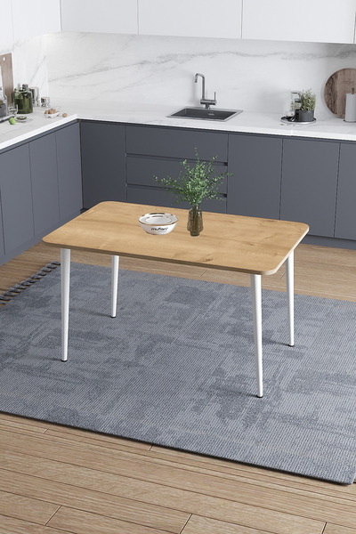 Mufian Concept DAMLA 70x110 Cm İskandinav - Bohem Oval Köşe Meşe-Beyaz Ayak M...