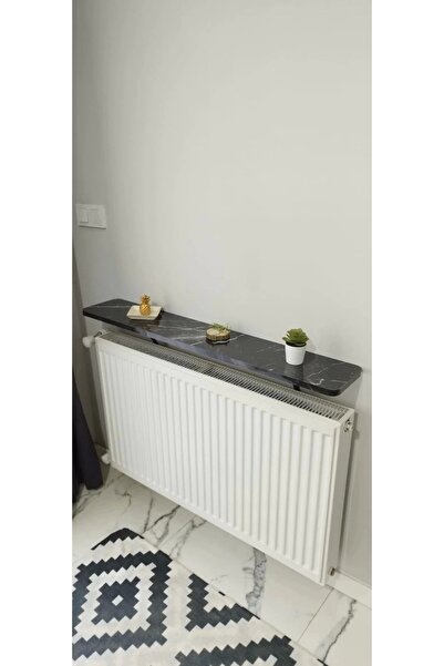 Pinhal Home Oval Kenar 100 Cm Petek Üstü Uçan Raf Dresuar Siyah Mermer