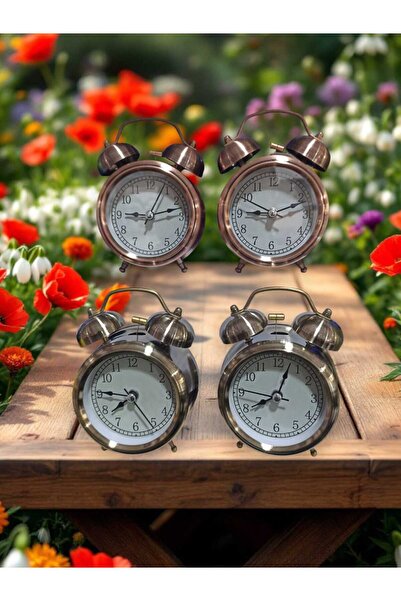 NBZ GİFT Masa Saati Çalar Saat Işıklı Bakır Görünümlü Orta Boy