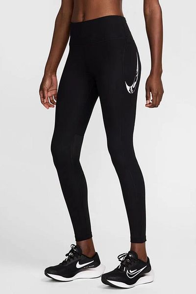 Nike Dri Fit Fast Mid Rise 7/8 Leggings Tight Women's 3 Pocket Sports Leggings Black
