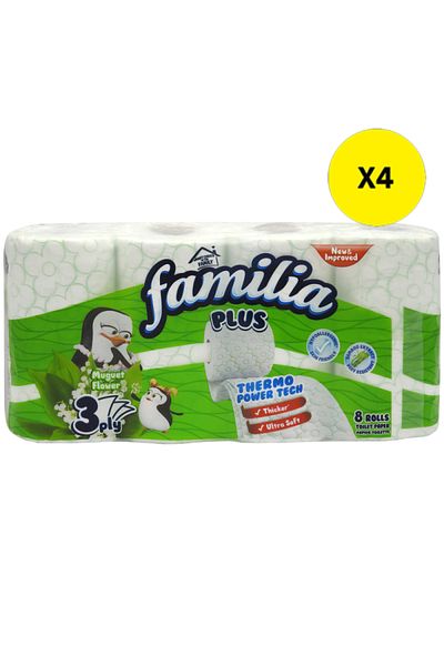 Familia X4 - FAMILY PERFUMED TOILET PAPER 3 STR 8 ROLLS MUGUET FLOWER