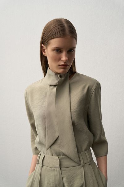 Mathilda By Çiğdem Bilici Women's Green Lora Scarf Blouse