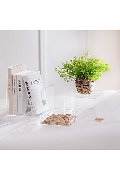 Generic Food Risers for Buffet Table, 3PCS Clear Acrylic Cube Display Nesting Risers with Hollow Bottoms