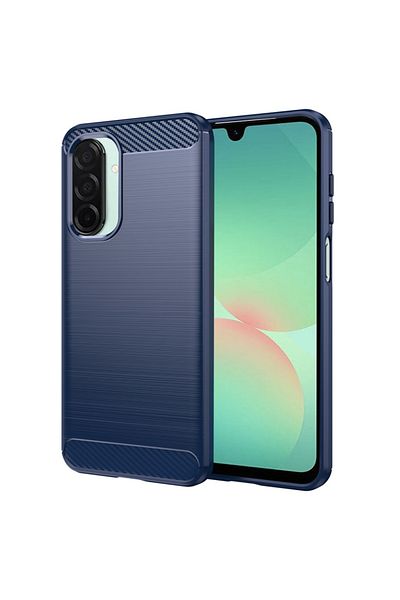 SKYDDAR INNOVATION Carcasă pentru Samsung Galaxy A26 5G, silicon carbon, subțire, cu fibră de carbon, albastră, set cu autocolant