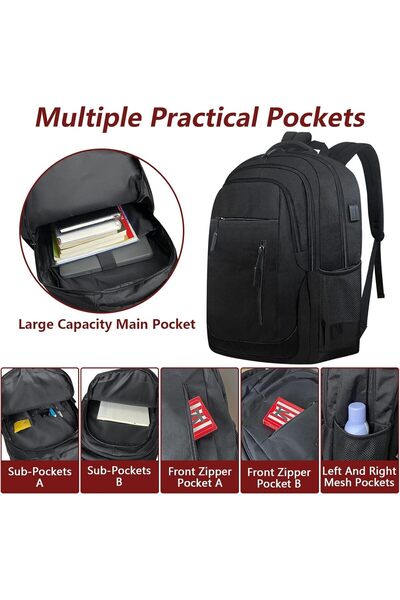 fulina Portable Travel backpack,3 main compartment pockets,Water-Resistant and Durable, for office