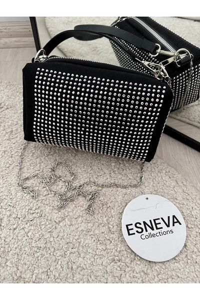 ESNEVA Women's Stone Chain Strap Hand and Shoulder Bag