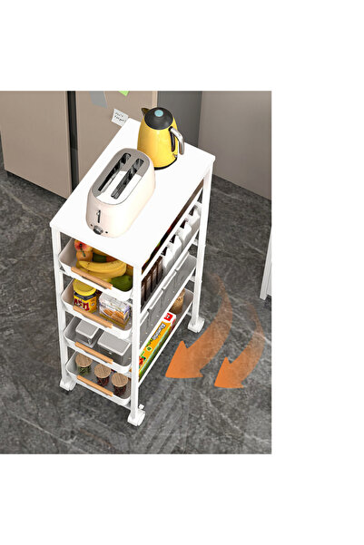 Viyogo Slim portable stand with 5 levels, 4 retractable shelves and 1 MDF shelf, 360° rotatable, white