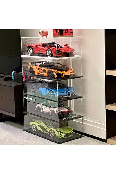 Generic Transparent Acrylic Display Case for Lego Collection, Model Figure (Black, 60 x 30 x 20 cm)