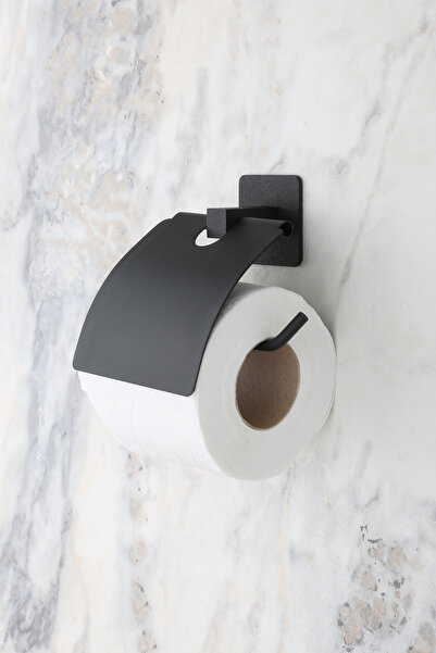 MultiStore Yapışkanlı Siyah Kapaklı Tuvalet Kağıtlığı Delmeye Son!