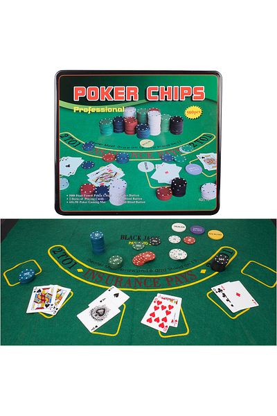 ACTION ONE Joc de Poker 500 de jetoane inscriptionate 4g in cutie metalica