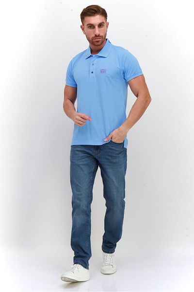 Cerruti 1881 Men Regular Fit Short Sleeve Embroidered Logo Polo Shirt, Light Blue