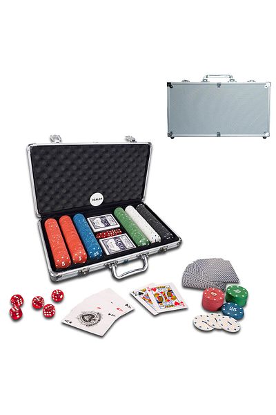 ACTION ONE Joc de Poker 300 de jetoane inscriptionate 4g in servieta de aluminiu
