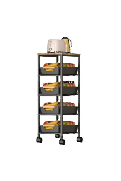 Viyogo Slim portable stand with 5 levels, 4 retractable shelves and 1 MDF shelf, black