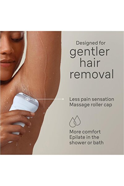 Braun Silk-épil 7 Epilator with Wide Head, Wet & Dry, Lady Shaver & Trimmer Comb, SE7-441 (White/Si