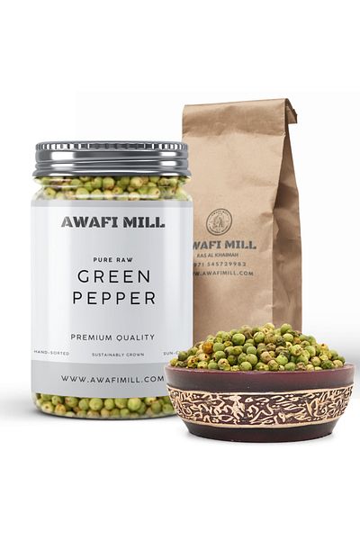 AWAFI MILL Green pepper| Premium Whole Green Peppercorns - Bottle of 100 gram / 3.5 Oz