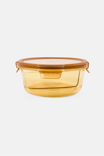 Muy Mucho 2 Compartments Glass Food Container, Gradient Brown