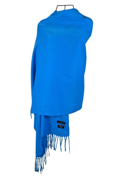 DACSHOP Azure blue cashmere shawl scarf