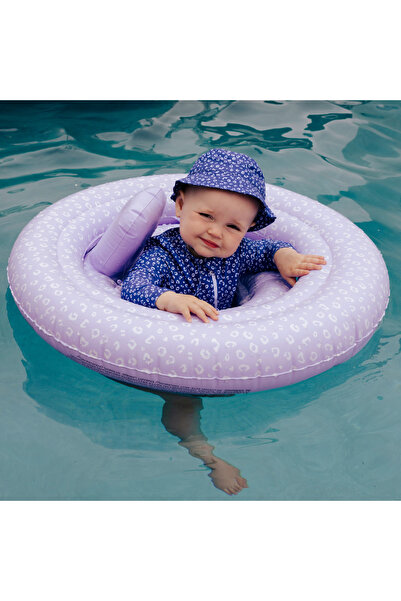 Swim Essentials حلقة سباحة ليلك ليوبارد بيبي مع دعم للظهر 0-1 سنة