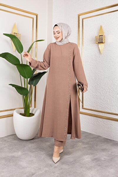 HARMAN BUTİK İnci Detailed Hijab Double Suit Vision
