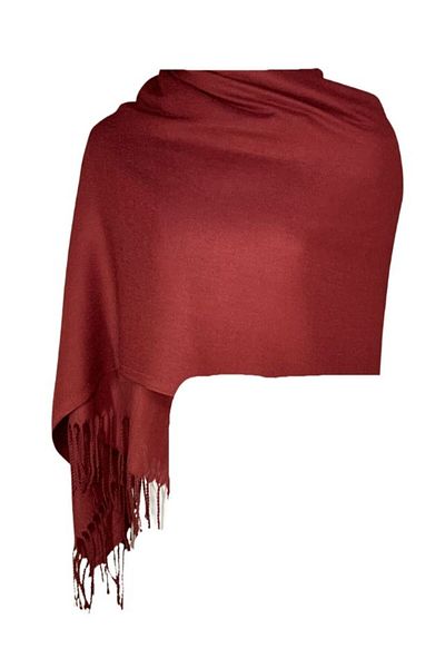 DACSHOP Cashmere shawl scarf, garnet, 180x70 cm