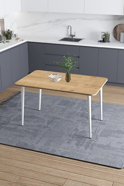 Mufian Concept DAMLA 60x90 Cm İskandinav - Bohem Oval Köşe Meşe Beyaz Ayak Mu...