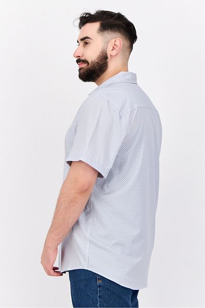 Kenneth Cole Men Spread Collar Short Sleeve Polka Dots Casual Shirt, Light Blue