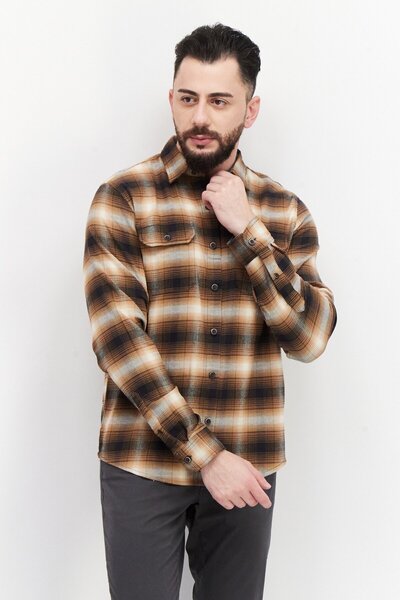 Tailor Vintage Men Regular Fit Spread Collar Long Sleeve Plaid Casual Shirt, ...