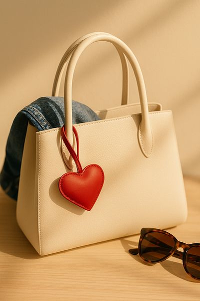 ELMATOLYE Heart Shaped Leather Bag Charm |   Handmade Stylish Accessory Gift Option