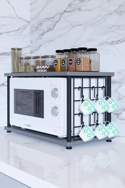 BARIN DESIGN Çevir Kur Metal Telli Mikrodalga Üstü Raf Baharatlık Askılı Çok ...