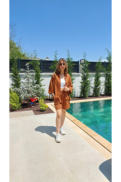 LaraLisa Collection Women's Set with Linen Shorts and Shirt