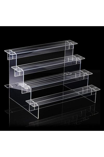 Generic منظم عطور من 4 طبقات، حامل عرض أكريليك شفاف