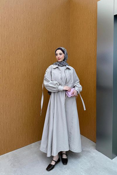 QUQA Jacketed Linen Dress - Stone
