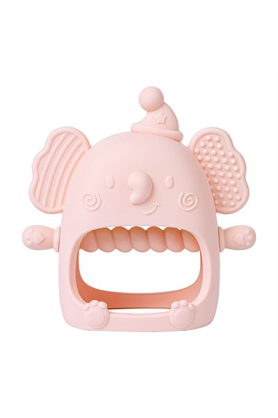Choice AAD0091-D 1pc Infant Silicone Teething Toy & Anti-drop Glove Set Elephant Shaped Soft Safe Nesting T