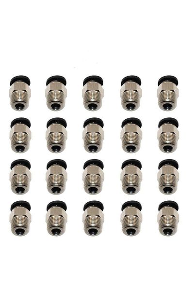 AOKIN 20pcs PC4-M10 PC4-M10 Male Straight Pneumatic PTFE Tube Push in Quick Fitting Connector for E3D V6 L