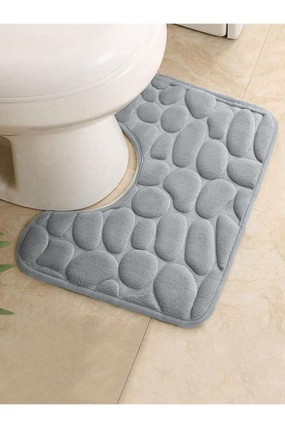 Choice 40x50cm Light Grey Washroom toilet foot mat U-shaped floor mat waterproof pad Bathroom bathroom wate