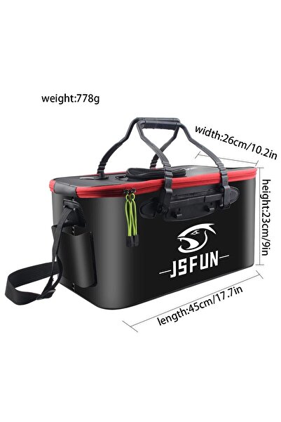 Choice دلو صيد JSFUN أسود 45 سم قابل للطي وسميك ودلو سمك حي بدون مضخة أكسجين ...