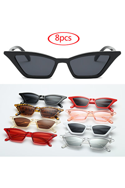 Choice show as picture 8pcs 8pcs Cat Eye Sunglasses Women Vintage Brand Desig...
