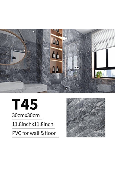 Choice 20 قطعة T45 10/20 قطعة من ملصقات الأرضيات الرخامية المصنوعة من مادة البولي فينيل كلوريد ذاتية اللصق وملصقات الحائط المقاومة للماء للحمام