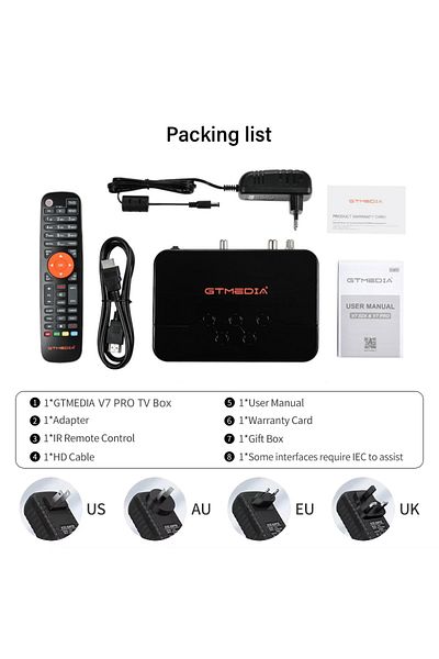 Choice EU Plug V7 Pro GTMEDIA V7 Pro Satellite TV Receiver Combo DVB S/S2/S2X/T/T2 Combo H.265 HEVC 10bit s