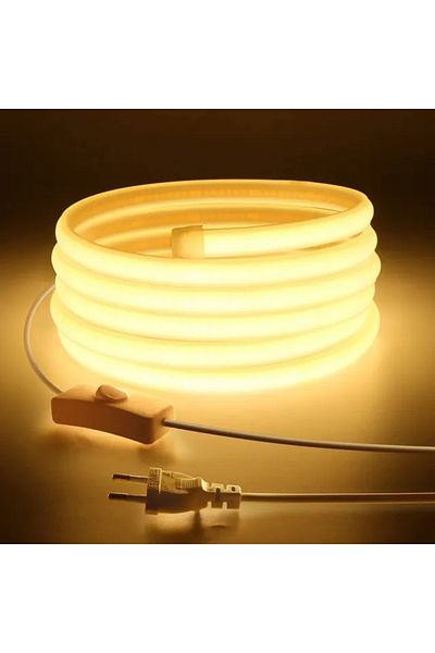 Choice 2M European Plug 220V wram Bright 220V LED Strip Light COB Diode Neon Waterproof for Outdoor Indoor
