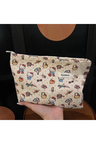 Choice Bag No Pendant Hellokitty Cartoon Canvas Bag Sanrio Anime Cosmetic Case Travel Clutch Bag Makeup Pou
